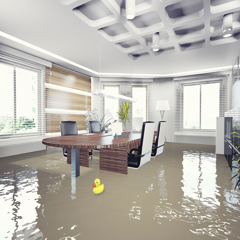 flooding office interior. 3d concept